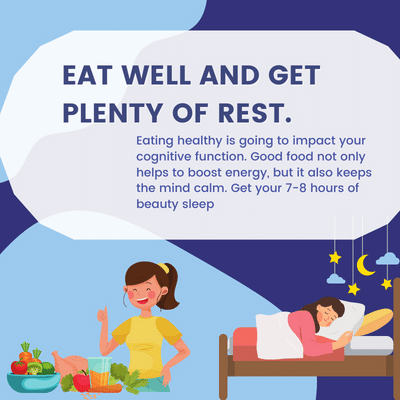 Productivity Tip 4. Eat well and get plenty of rest
